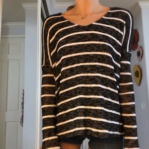 Light weight black and white striped sweater